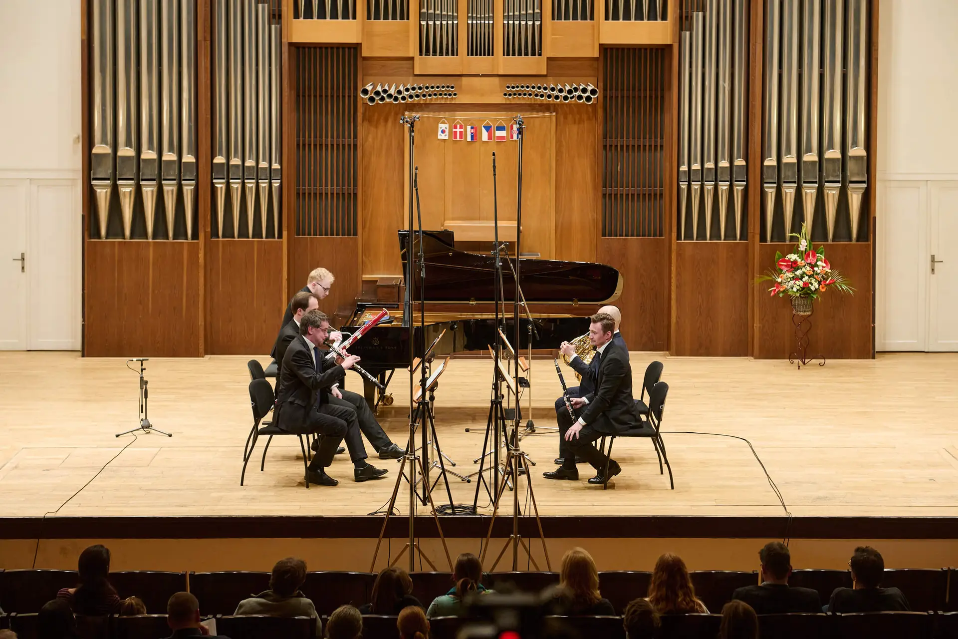 Jakub Sladek performing Mozart Wind Quintet with Belfiato Quintet at Allegretto Festival, photo by Roderik Kucavik